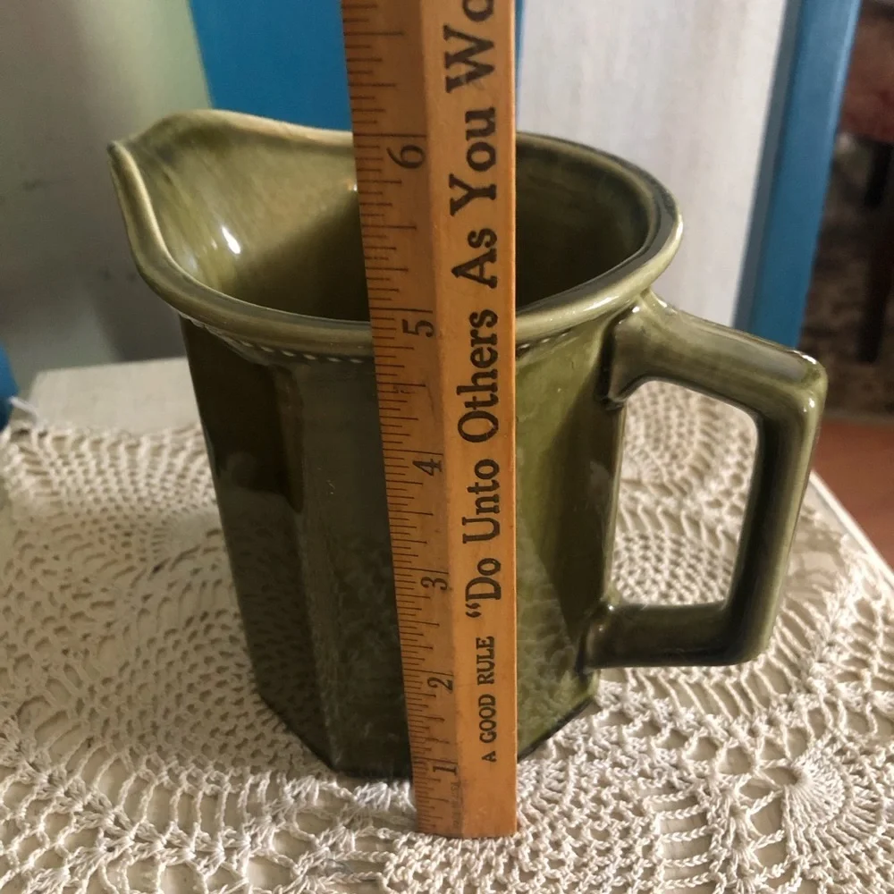 Vintage Green Ceramic Pitcher
